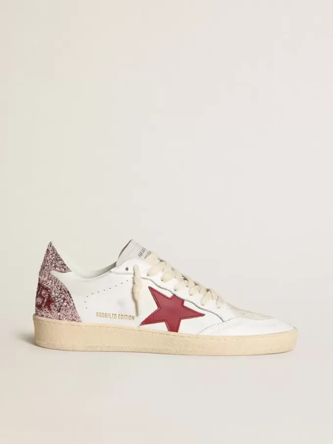 Ball Star LTD für Damen mit rotem Lederstern und pinkfarbenem Glitzer-Fersenlasche Ball Star LTD für Damen mit rotem Lederstern und pinkfarbenem Glitzer-Fersenlasche