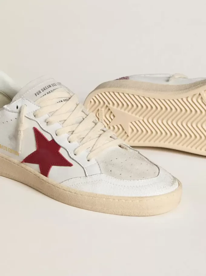 Ball Star LTD für Damen mit rotem Lederstern und pinkfarbenem Glitzer-Fersenlasche Ball Star LTD für Damen mit rotem Lederstern und pinkfarbenem Glitzer-Fersenlasche