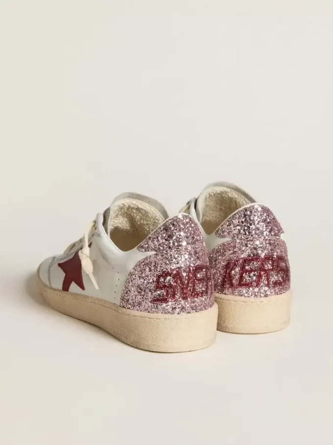 Ball Star LTD für Damen mit rotem Lederstern und pinkfarbenem Glitzer-Fersenlasche Ball Star LTD für Damen mit rotem Lederstern und pinkfarbenem Glitzer-Fersenlasche