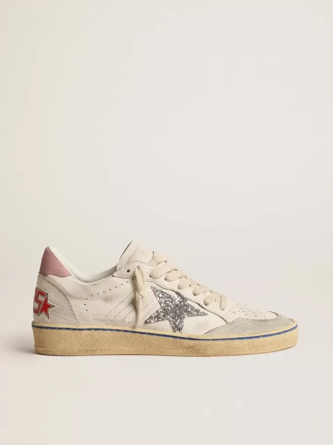 Ball Star LTD mit Glitzerstern und rosa Wildleder-Fersenlasche