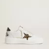 Ball Star mit Leopardenmuster aus Ponyfell und schwarzer Fersenlasche aus laminiertem Leder
