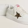 Ball Star mit Leopardenmuster aus Ponyfell und schwarzer Fersenlasche aus laminiertem Leder