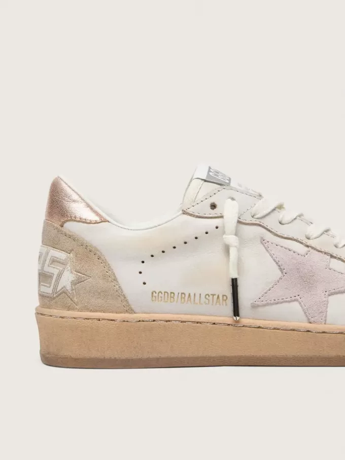 Ball Star mit rosa Wildlederstern und silbernen Glitzerrändern sowie roségoldfarbener Fersenlasche