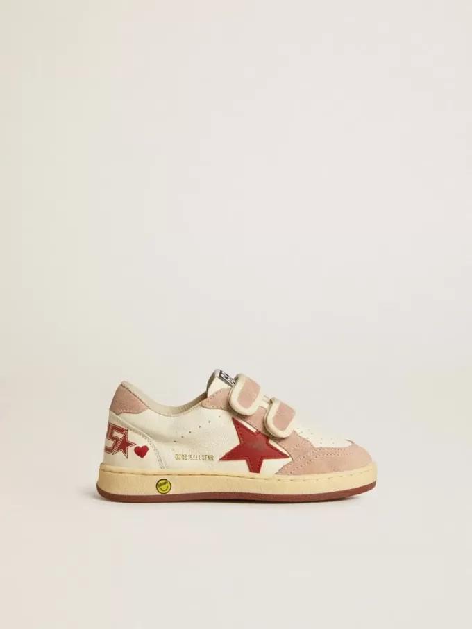 Ball Star Teen aus Nappa und Wildleder mit rotem Stern und rotem gesticktem Herz