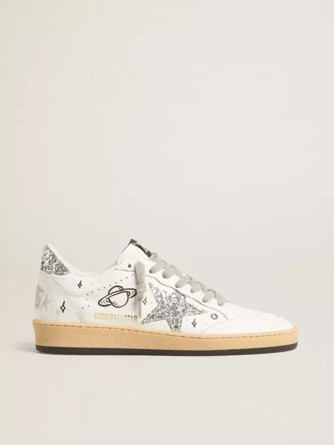Herren-Sneaker „Ball Star Wishes” aus Nappaleder mit Glitzerstern und Fersenlasche
