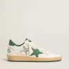 Herren-Sneaker „Ball Star Wishes” aus weißem Nappaleder mit grünem Lederstern und Fersenlasche
