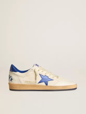 Herren-Sneaker „Ball Star Wishes” aus weißem Nappaleder mit leuchtend blauem Stern und Fersenlasche