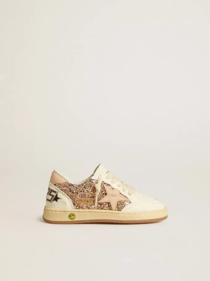 Ball Star Young aus Glitzer und Nappa mit Lederstern und Fersenlasche