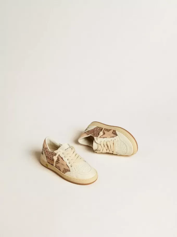 Ball Star Young aus Glitzer und Nappa mit Lederstern und Fersenlasche