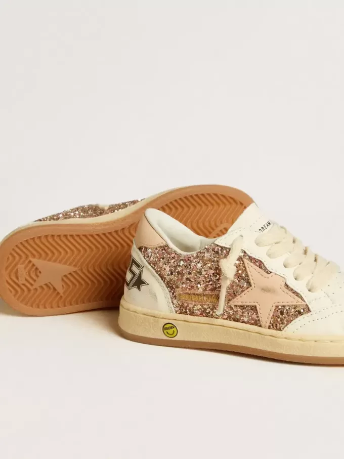 Ball Star Young aus Glitzer und Nappa mit Lederstern und Fersenlasche