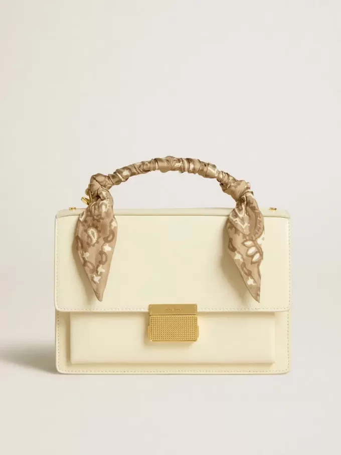Venezia Tasche aus butterfarbenem Leder mit Seidenschal