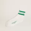 Baumwollsocken mit Distressed-Finish, grünen Streifen und Logo