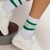 Baumwollsocken mit Distressed-Finish, grünen Streifen und Logo
