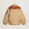 Beige Bomberjacke mit Leder- und Patch-Details