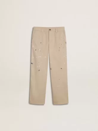 Beigefarbene Chino-Hose für Kinder mit bunten Sprenkeln