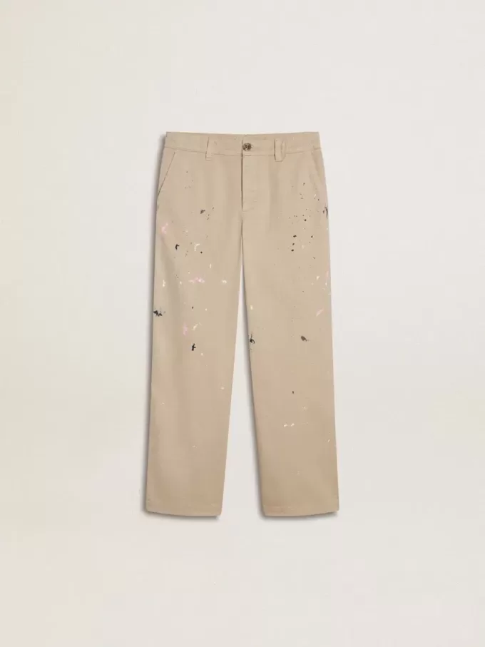 Beigefarbene Chino-Hose für Kinder mit bunten Sprenkeln