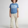 Beigefarbene Chino-Hose für Kinder mit bunten Sprenkeln