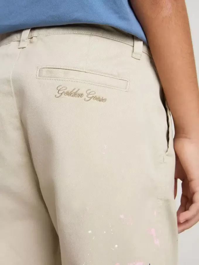 Beigefarbene Chino-Hose für Kinder mit bunten Sprenkeln