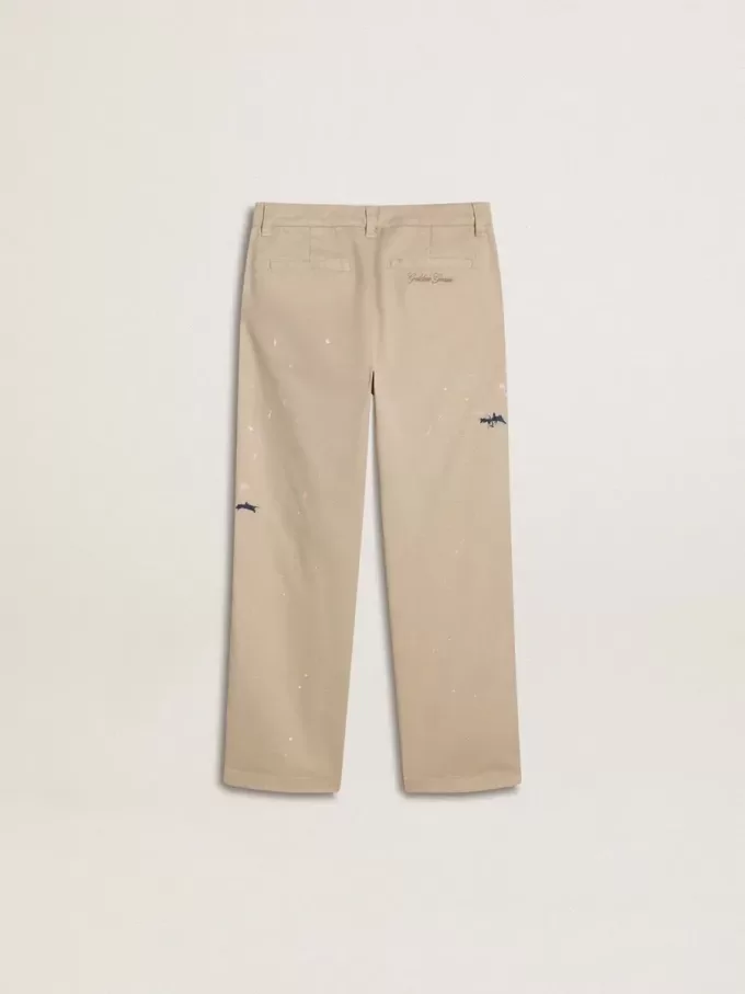 Beigefarbene Chino-Hose für Kinder mit bunten Sprenkeln