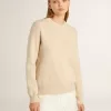 Beiger Damenpullover mit „Golden”-Schriftzug auf der Rückseite Beiger Damenpullover mit „Golden”-Schriftzug auf der Rückseite
