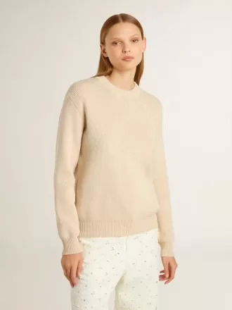 Beiger Damenpullover mit „Golden”-Schriftzug auf der Rückseite