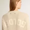 Beiger Damenpullover mit „Golden”-Schriftzug auf der Rückseite Beiger Damenpullover mit „Golden”-Schriftzug auf der Rückseite
