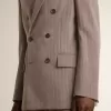 Beiger Herrenblazer aus Wollmischung mit Chevron-Muster und doppelter Knopfleiste