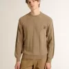 Beiger Herrenpullover mit gesticktem Logo Beiger Herrenpullover mit gesticktem Logo