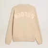Beiger Herrenpullover mit Rundhalsausschnitt und „Golden”-Schriftzug auf der Rückseite