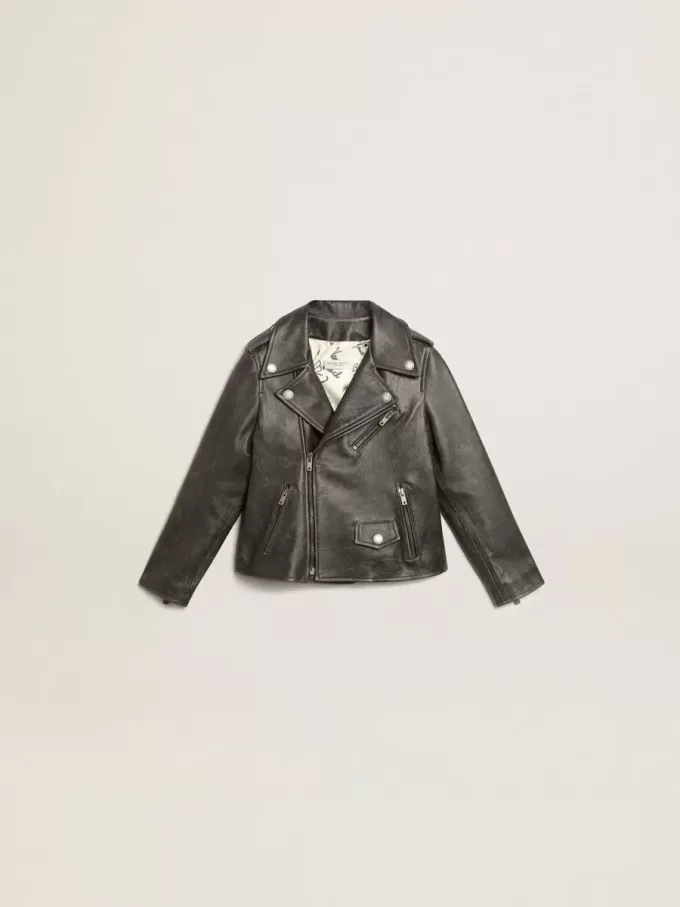Bikerjacke für Jungen aus Distressed-Leder