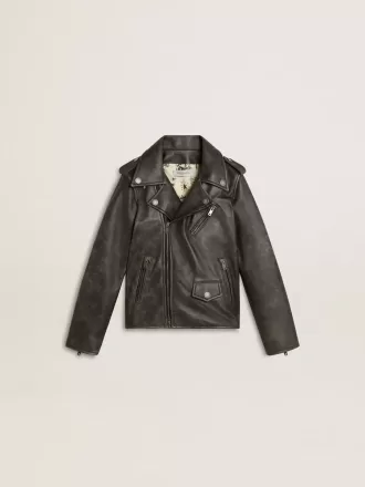 Bikerjacke für Jungen aus Distressed-Leder