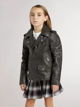 Bikerjacke für Jungen aus Distressed-Leder
