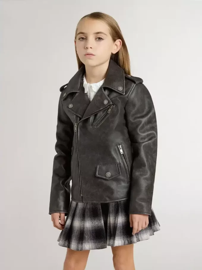 Bikerjacke für Jungen aus Distressed-Leder Bikerjacke für Jungen aus Distressed-Leder