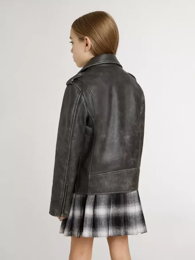 Bikerjacke für Jungen aus Distressed-Leder Bikerjacke für Jungen aus Distressed-Leder