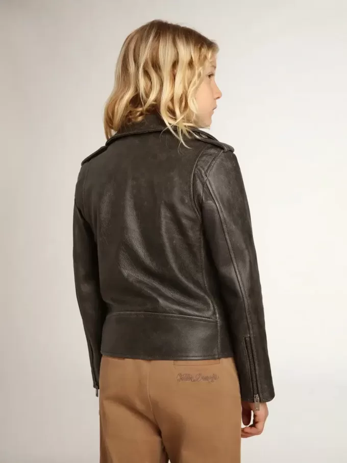 Bikerjacke für Jungen aus Distressed-Leder