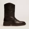 Bikerstiefel aus schwarzem Leder Bikerstiefel aus schwarzem Leder