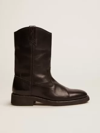 Bikerstiefel aus schwarzem Leder