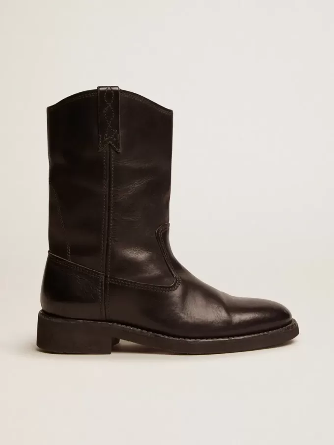 Bikerstiefel aus schwarzem Leder Bikerstiefel aus schwarzem Leder