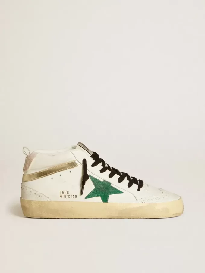 Bio-basierte Mid Star für Damen mit grünem Stern aus Wildleder und rosa Fersenlasche aus Wildleder