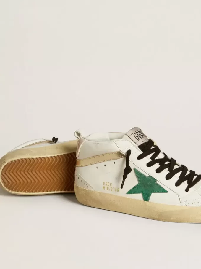 Bio-basierte Mid Star für Damen mit grünem Stern aus Wildleder und rosa Fersenlasche aus Wildleder