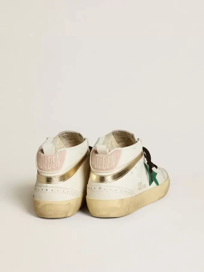 Bio-basierte Mid Star für Damen mit grünem Stern aus Wildleder und rosa Fersenlasche aus Wildleder