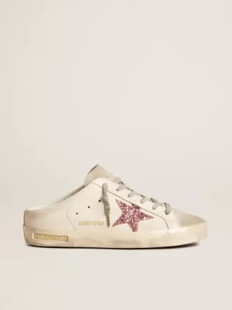 Bio-basierter Super-Star Sabot mit rosa Glitzerstern und Wildlederkappe