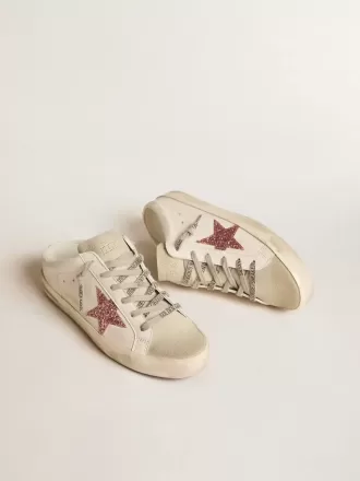 Bio-basierter Super-Star Sabot mit rosa Glitzerstern und Wildlederkappe