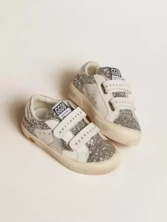 Biobasierter May Teen in Glitzeroptik mit silbernem Stern und Fersenlasche