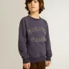 Blau-violettes Sweatshirt mit Golden Goose-Schriftzug auf der Vorderseite