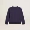 Blau-violettes Sweatshirt mit Golden Goose-Schriftzug auf der Vorderseite