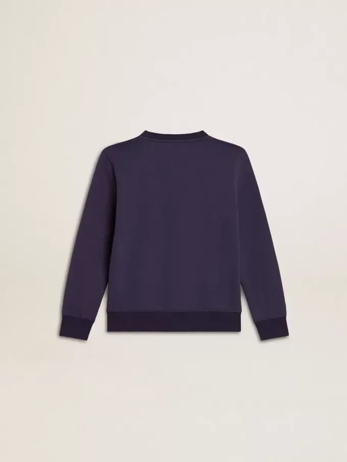 Blau-violettes Sweatshirt mit Golden Goose-Schriftzug auf der Vorderseite