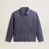 Blaue Herrenjacke aus Denim-Baumwolle mit Used-Look