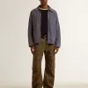 Blaue Herrenjacke aus Denim-Baumwolle mit Used-Look