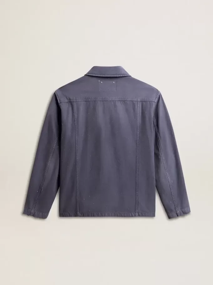Blaue Herrenjacke aus Denim-Baumwolle mit Used-Look